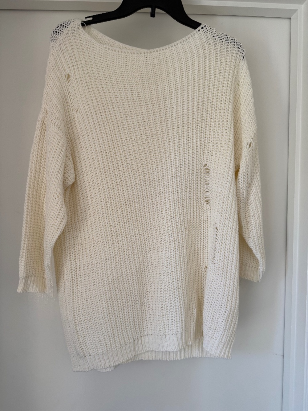 NWOT Distressed Cream Sweater (L)